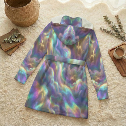 Unisex Flannel Hooded Robe With Eye Mask