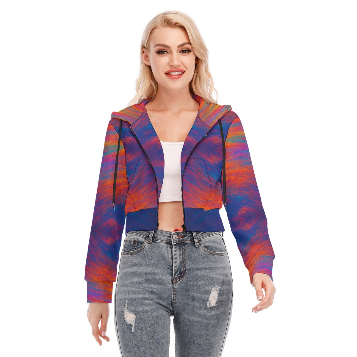 Women's Crop Top Hoodie With Zipper Closure