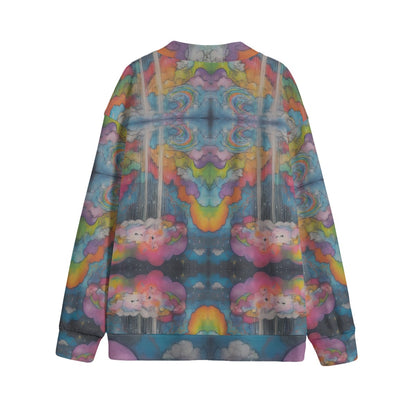 Unisex V-neck Knitted Fleece Cardigan With Button Closure