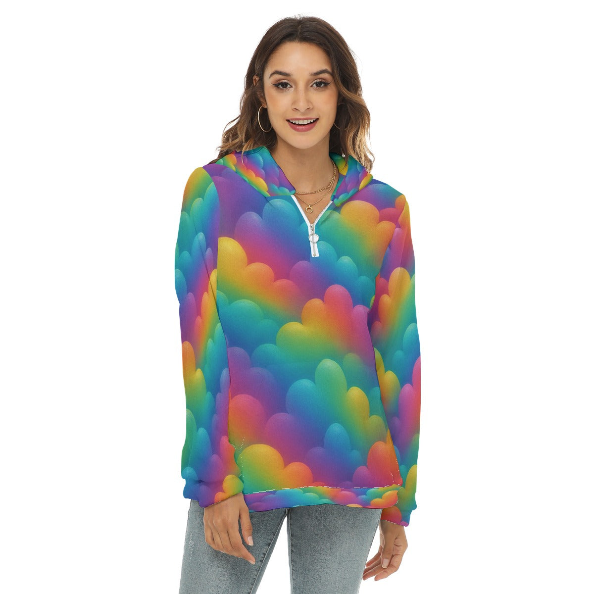 Women's Borg Fleece Hoodie With Half Zip