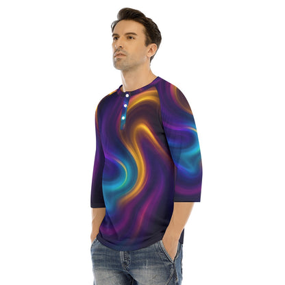 Men's Bracelet Sleeve T-shirt With Button Closure - view 3