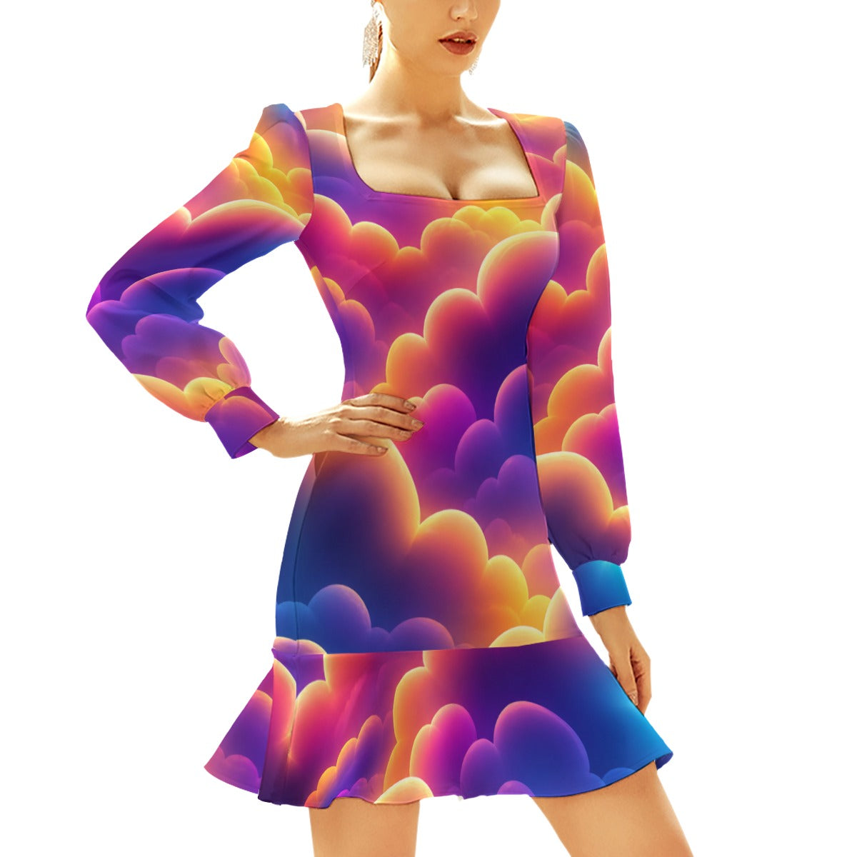 Women's Ruffle Hem Skinny Dress