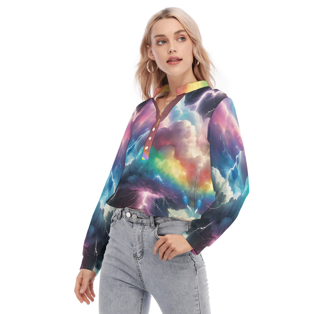 Women's Long Sleeve Blouse With Button Closure