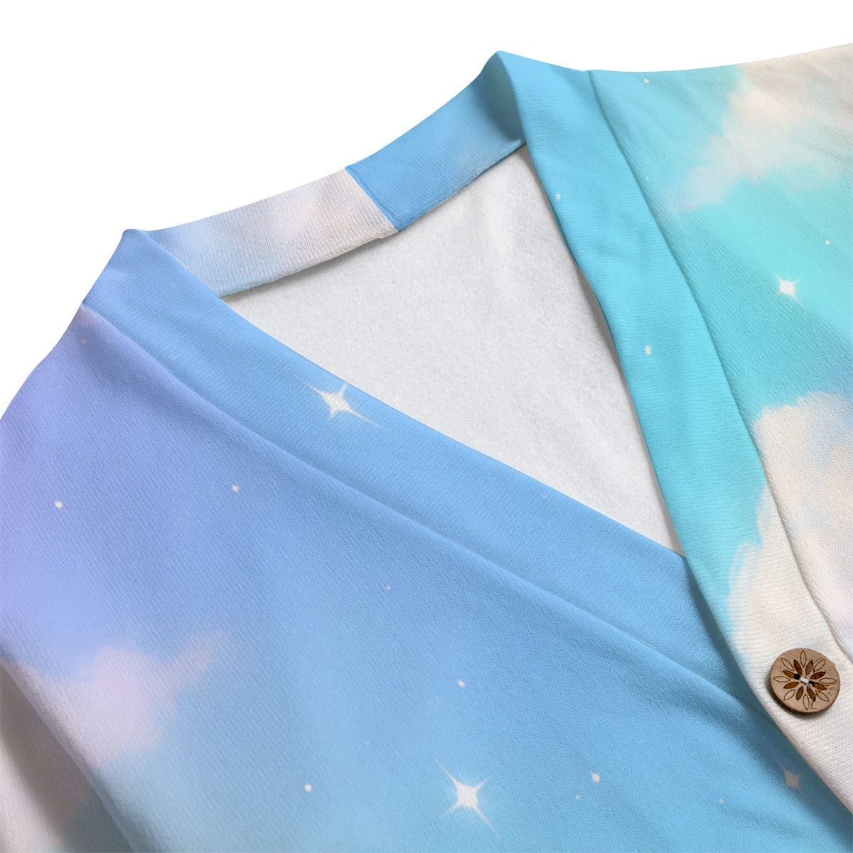 Unisex V-neck Knitted Fleece Cardigan With Button Closure