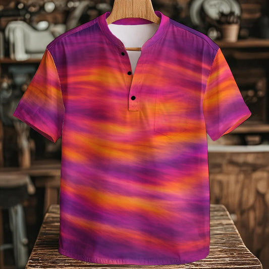 Men's Henley Shirt With Chest Pocket