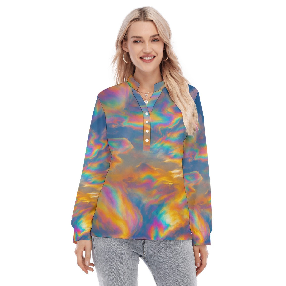 Women's Long Sleeve Blouse With Button Closure