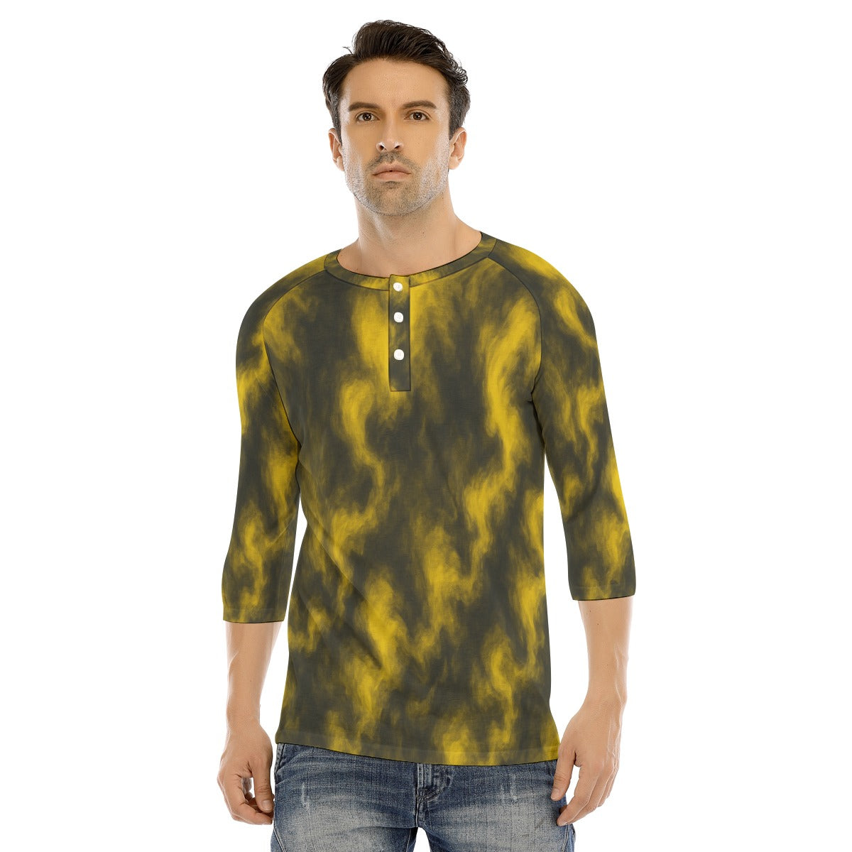 Men's Bracelet Sleeve T-shirt With Button Closure - view 1