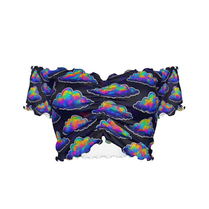 Women's One-shoulder Off-the-navel Short Sleeve T-shirt