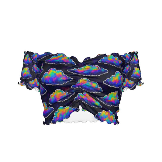 Women's One-shoulder Off-the-navel Short Sleeve T-shirt