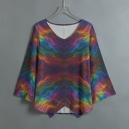 Women's V-neck T-shirt With Irregular Hem