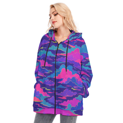 Women's Long Hoodie With Zipper Closure