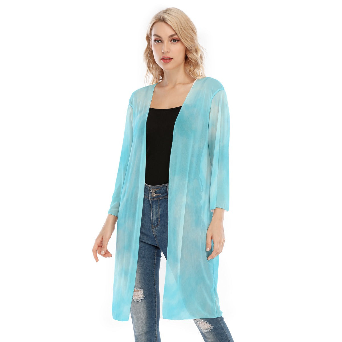 Women's V-neck Mesh Cardigan