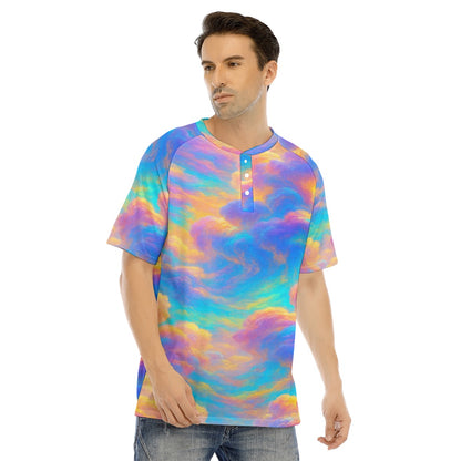 Men's Raglan Sleeve T-shirt With Button Closure