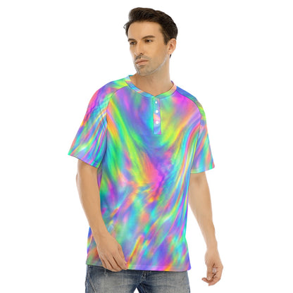 Men's Raglan Sleeve T-shirt With Button Closure