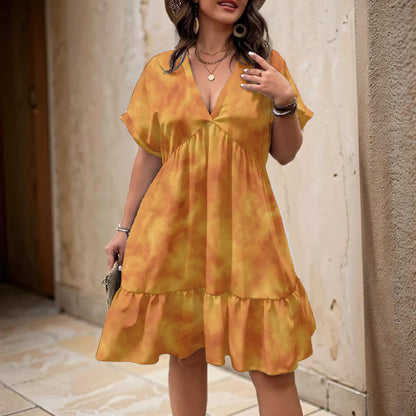 Unisex Women’s Floral V-Neck Short Sleeve Dress