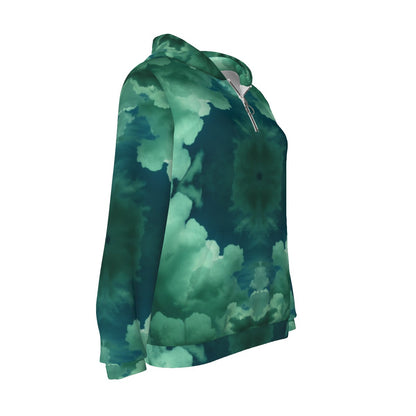 Women's Borg Fleece Hoodie With Half Zip