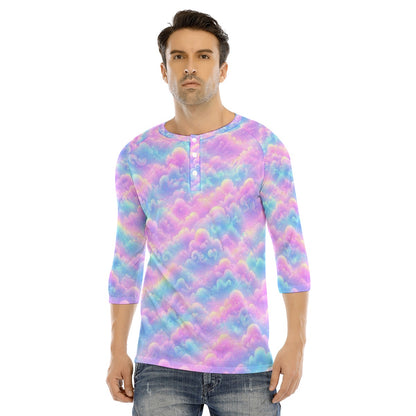 Men's Bracelet Sleeve T-shirt With Button Closure - view 1