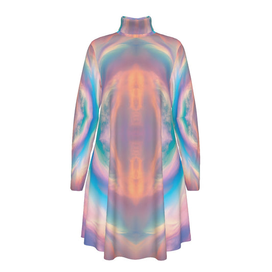 Women's High Neck Dress With Long Sleeve