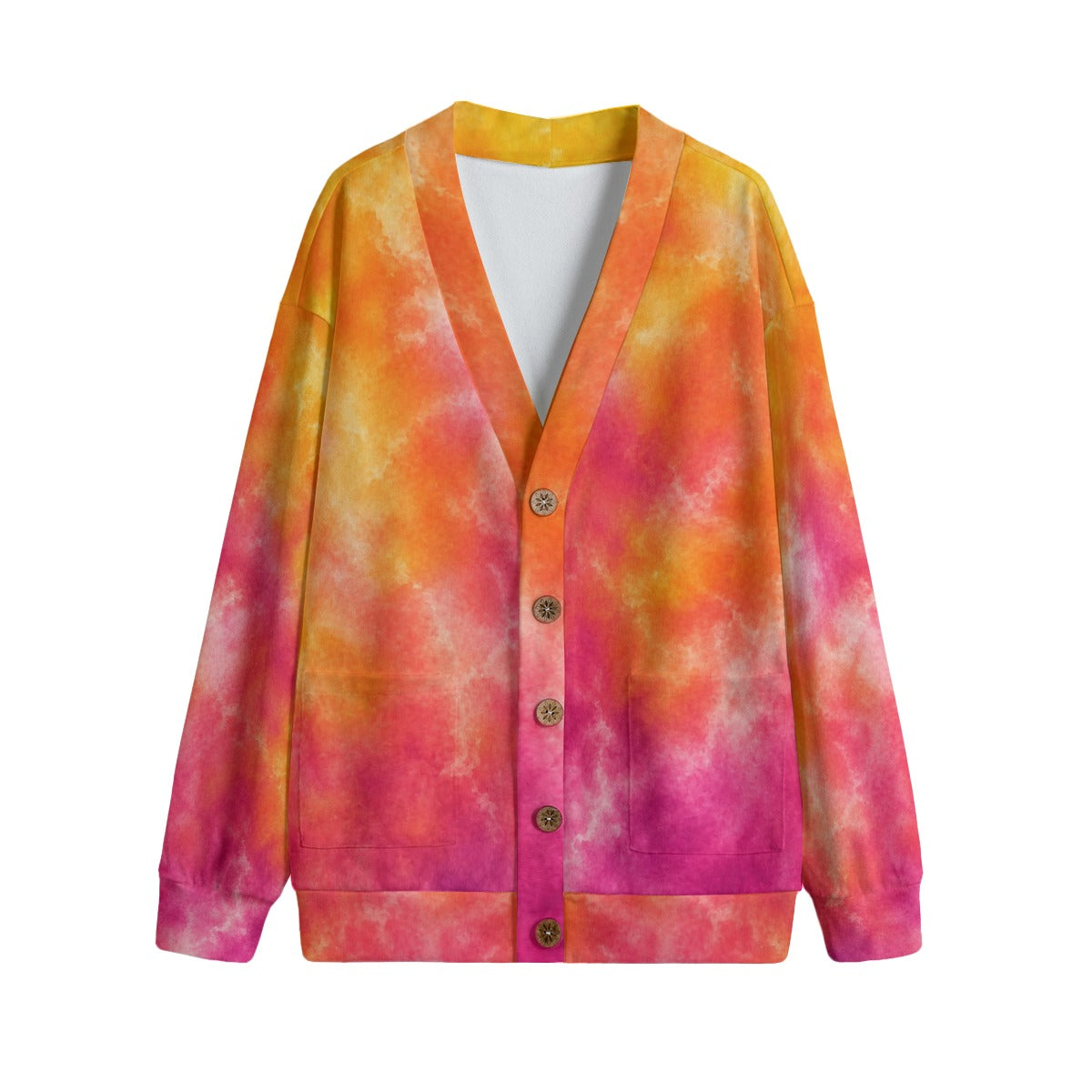 Unisex V-Neck Knitted-Fleece Button Cardigan - view 1