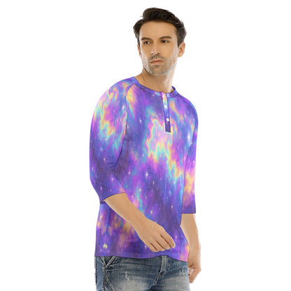 Men's Bracelet Sleeve T-shirt With Button Closure - view 2