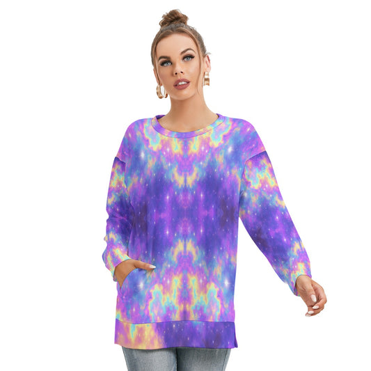 Women's Side Split O-neck Sweatshirt