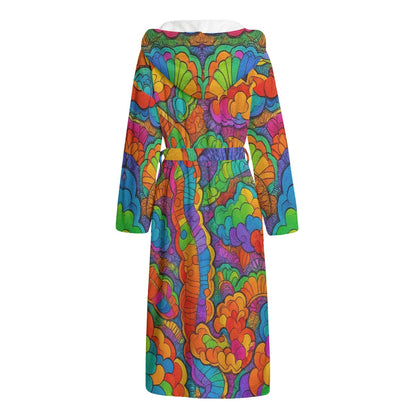 Unisex Flannel Hooded bathrobe