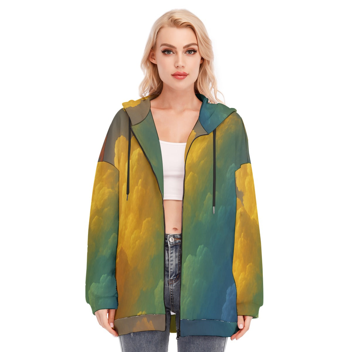 Women's Long Hoodie With Zipper Closure