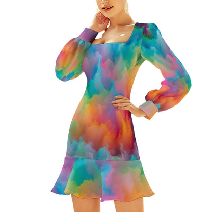 Women's Ruffle Hem Skinny Dress