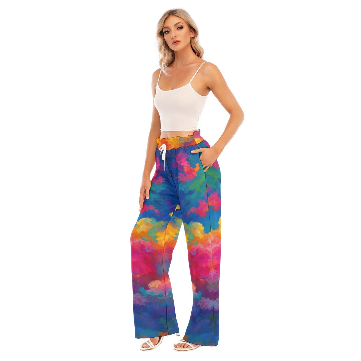 Women's Waist Fungus Edge Wide-leg Pants