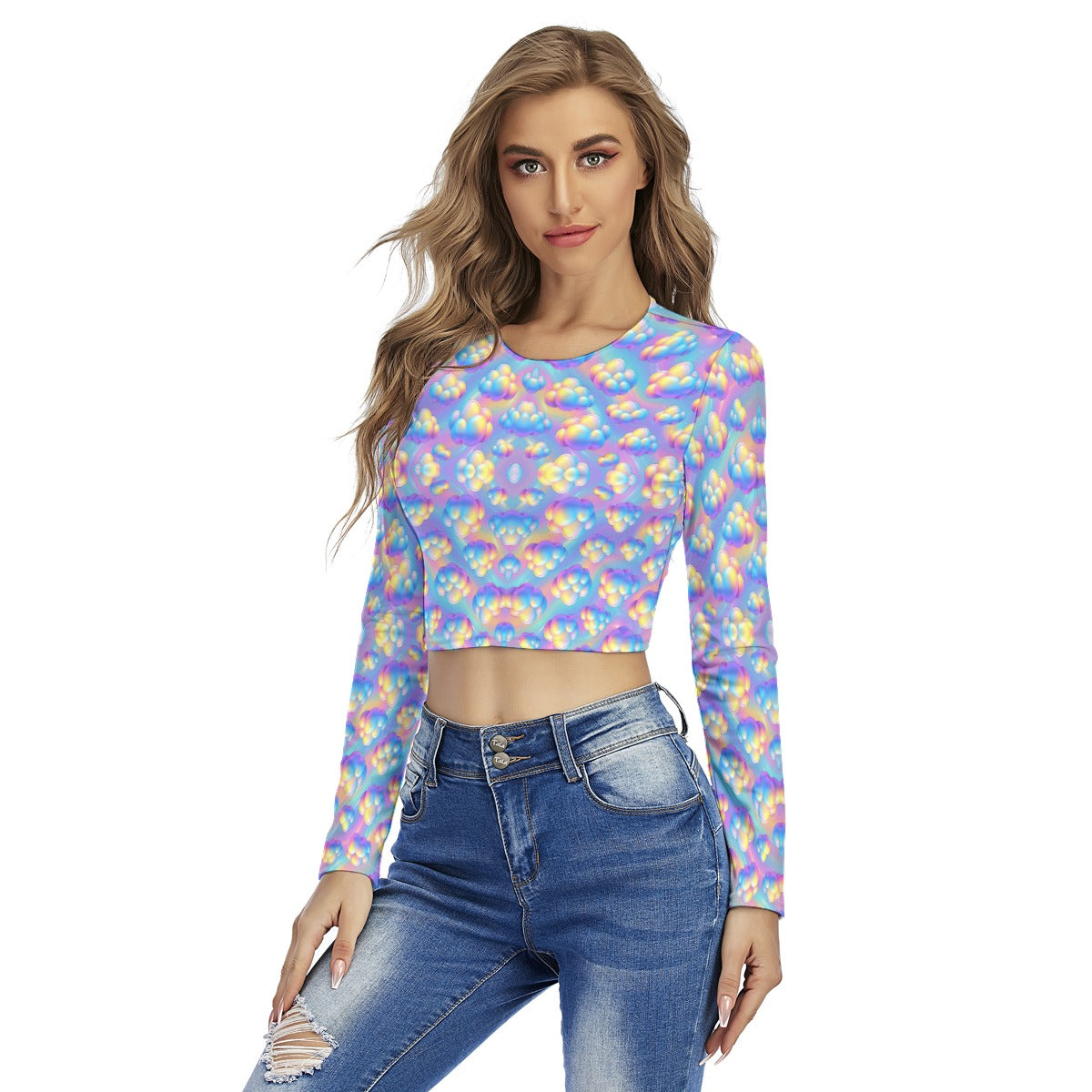 Women's Round Neck Crop Top T-Shirt