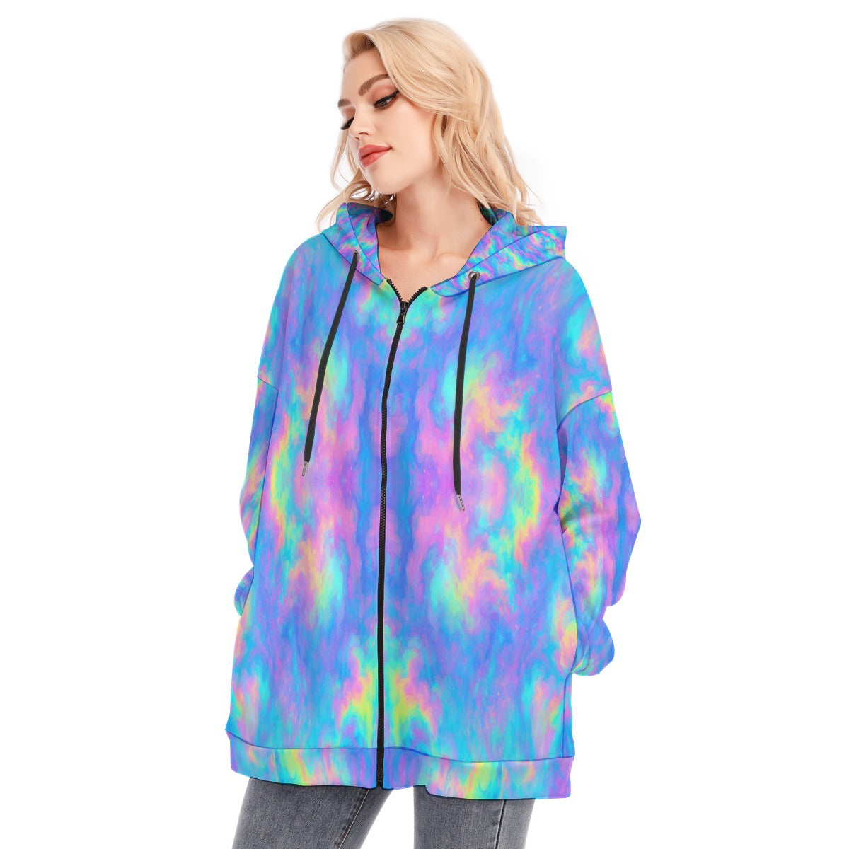 Women's Long Hoodie With Zipper Closure