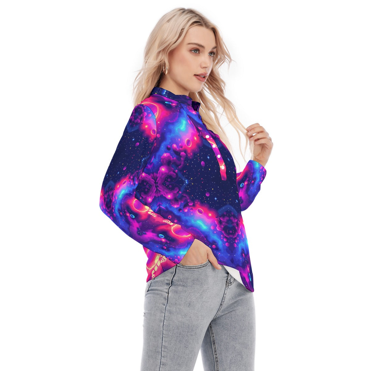 Women's Long Sleeve Blouse With Button Closure