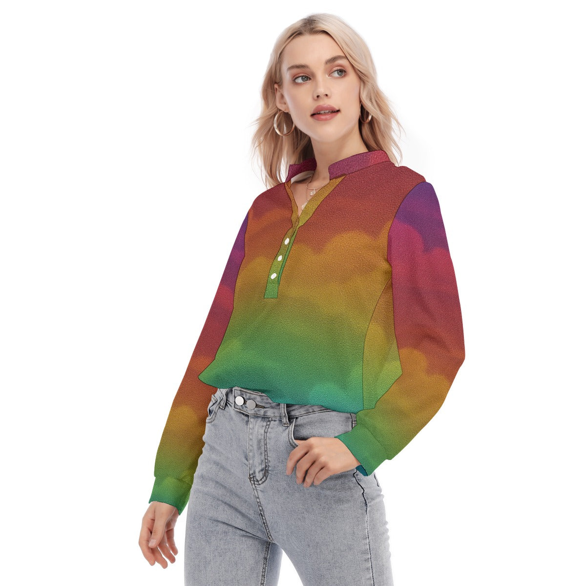 Women's Long Sleeve Blouse With Button Closure