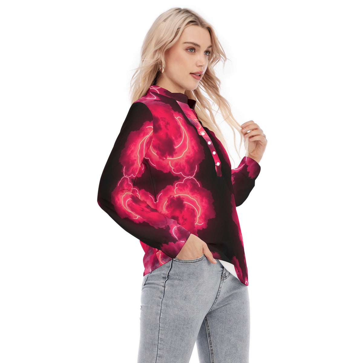 Women's Long Sleeve Blouse With Button Closure