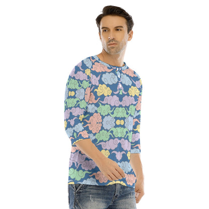 Men's Bracelet Sleeve T-shirt With Button Closure - view 2