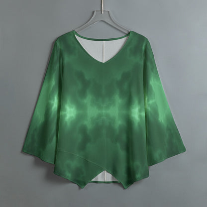 Women's V-neck T-shirt With Irregular Hem