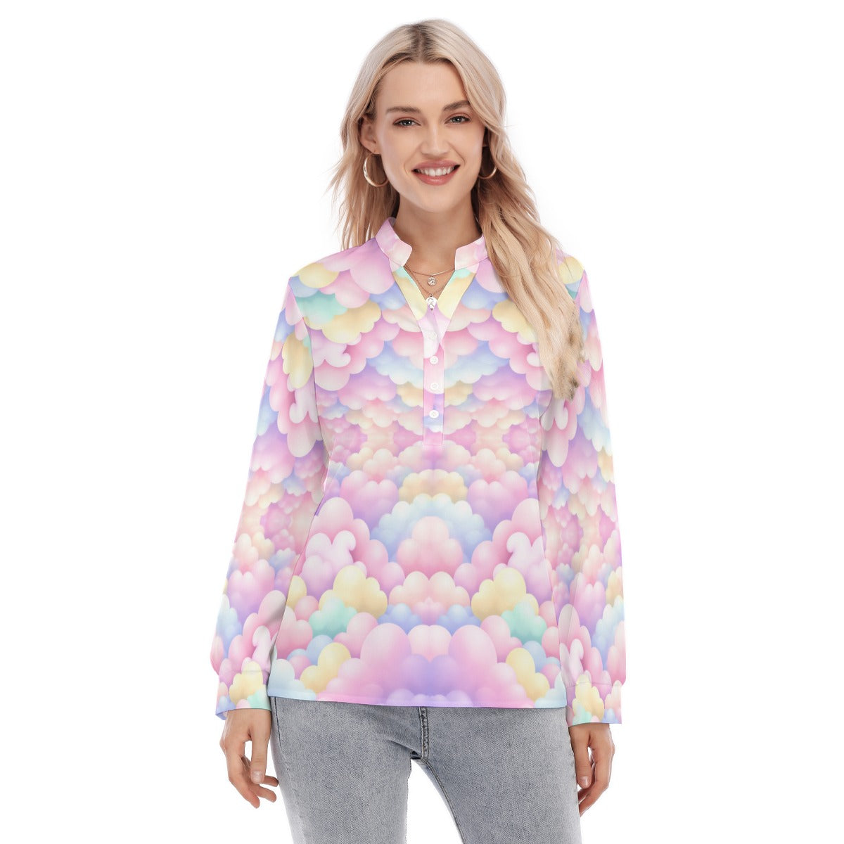 Women's Long Sleeve Blouse With Button Closure