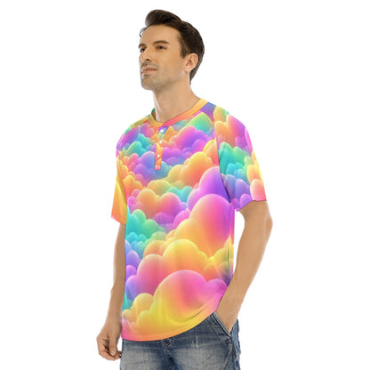 Men's Raglan Sleeve T-shirt With Button Closure