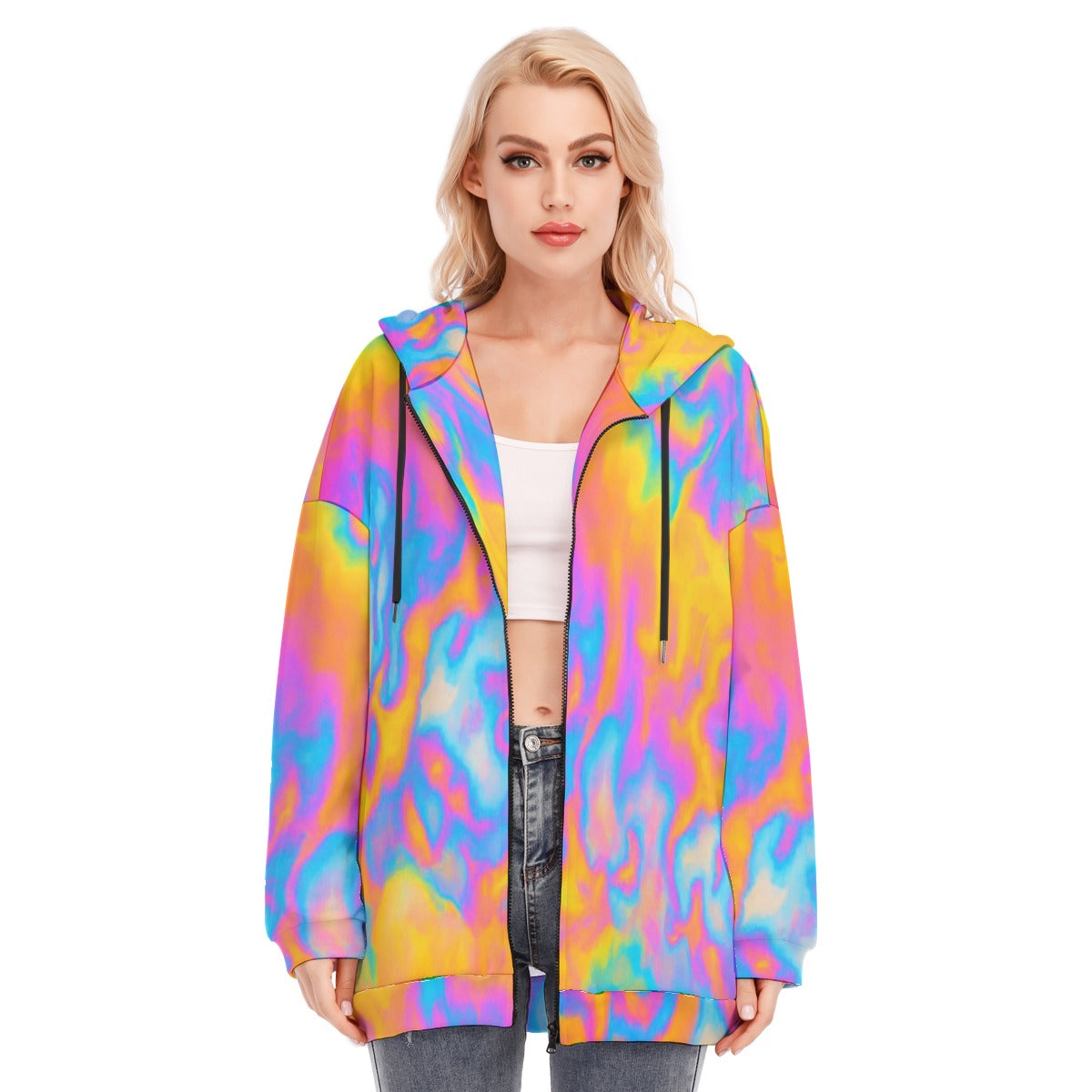 Women's Long Hoodie With Zipper Closure