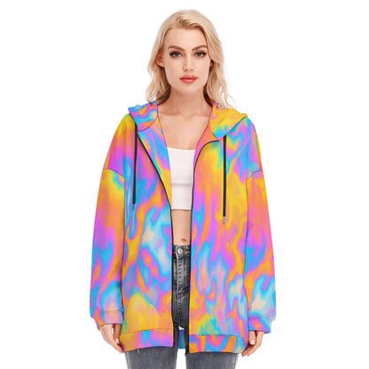 Women's Long Hoodie With Zipper Closure