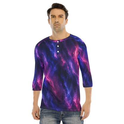 Men's Bracelet Sleeve T-shirt With Button Closure - view 1