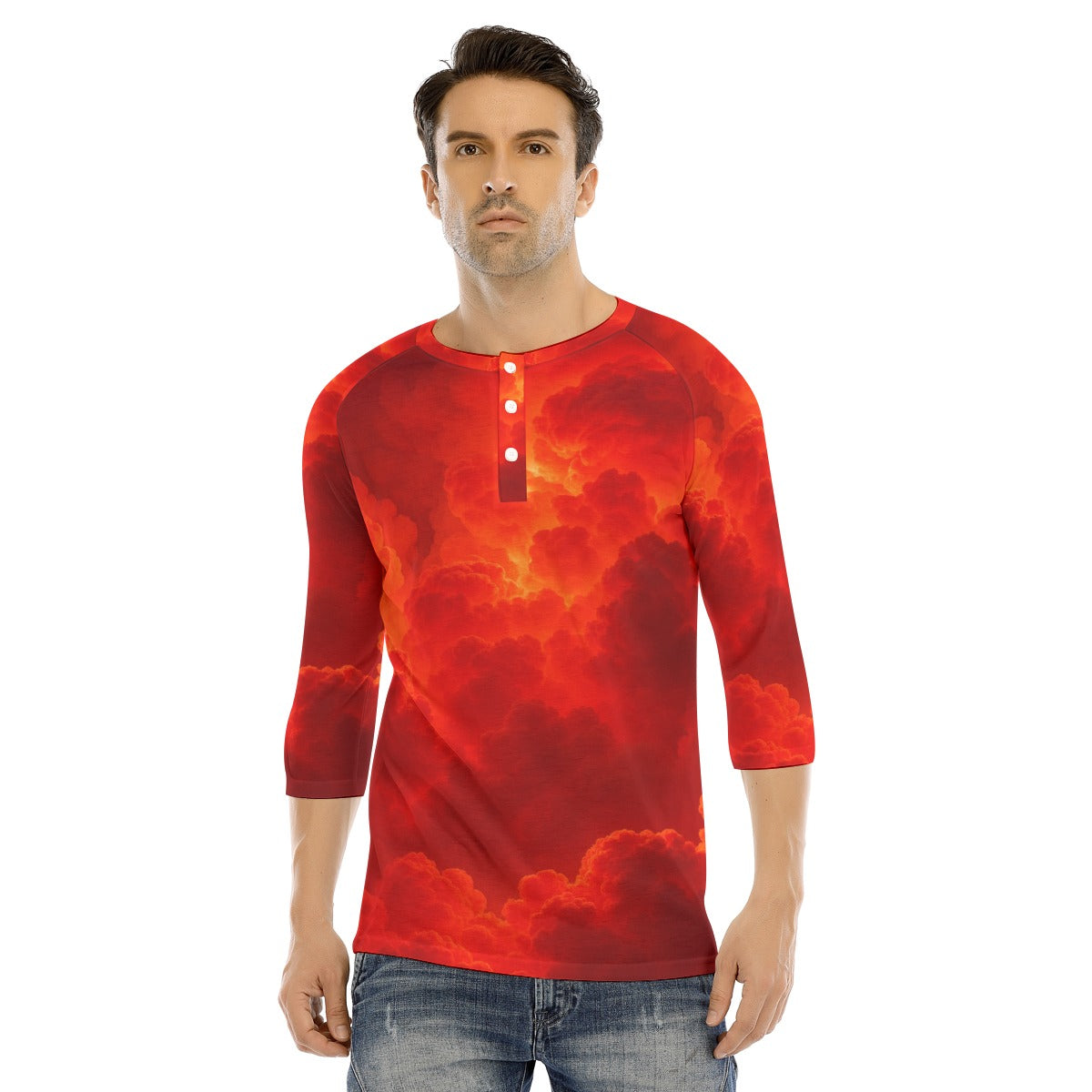 Men's Bracelet Sleeve T-shirt With Button Closure - view 1