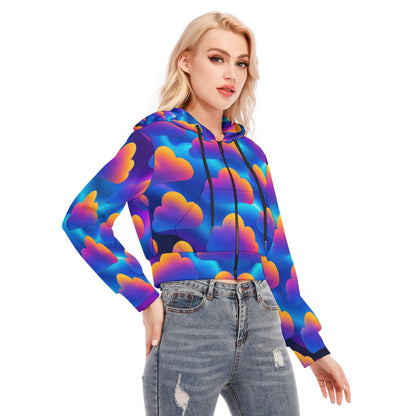Women's Crop Top Hoodie With Zipper Closure