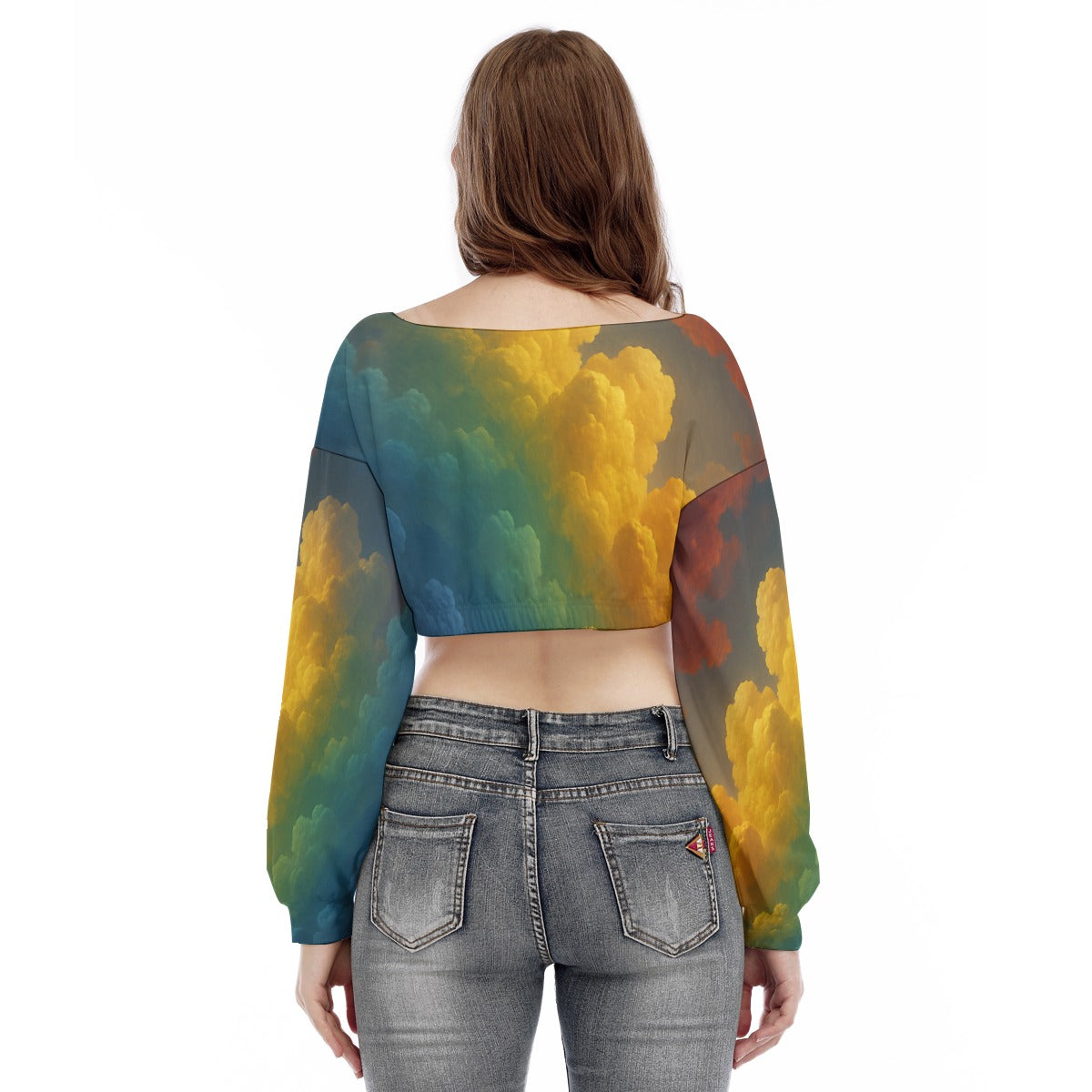 Women's V-neck Long Sleeve Cropped Sweatshirt