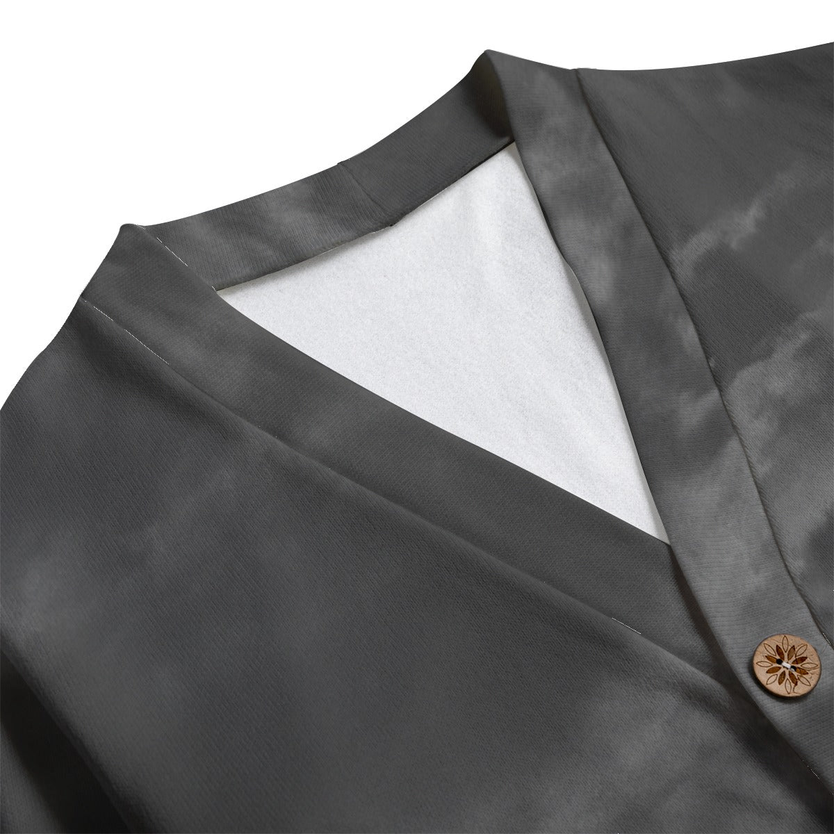 Unisex V-neck Knitted Fleece Cardigan With Button Closure