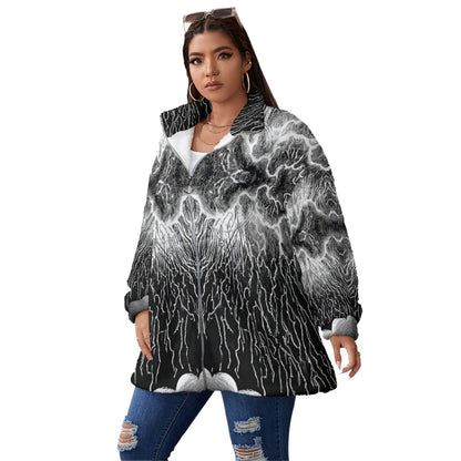 Unisex Borg Fleece Stand-up Collar Coat With Zipper Closure(Plus Size)