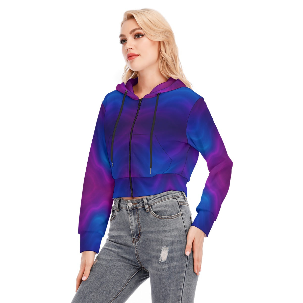 Women's Crop Top Hoodie With Zipper Closure