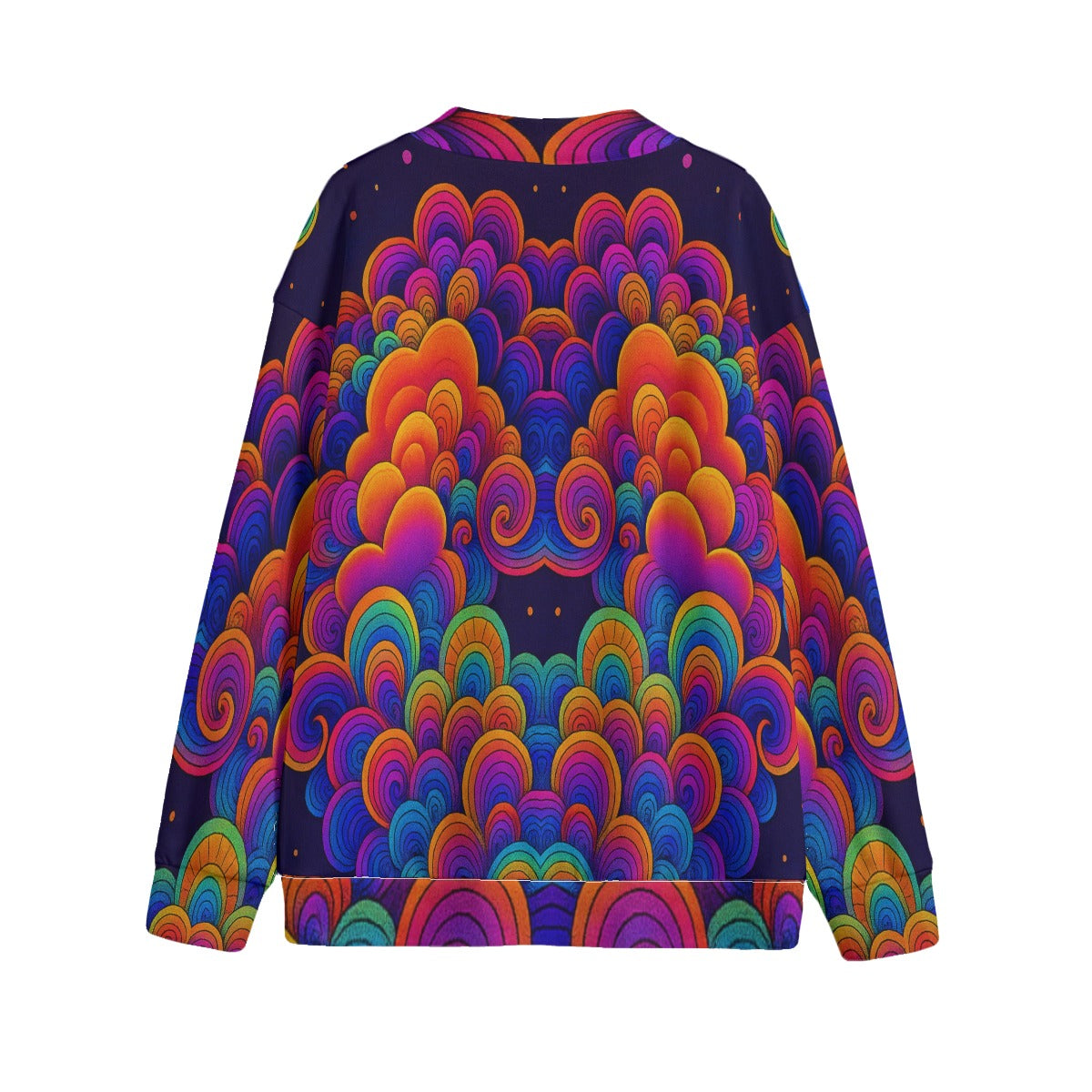 Unisex V-neck Knitted Fleece Cardigan With Button Closure