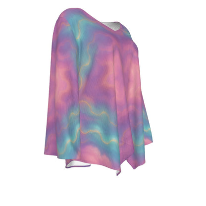 Women's V-neck T-shirt With Irregular Hem