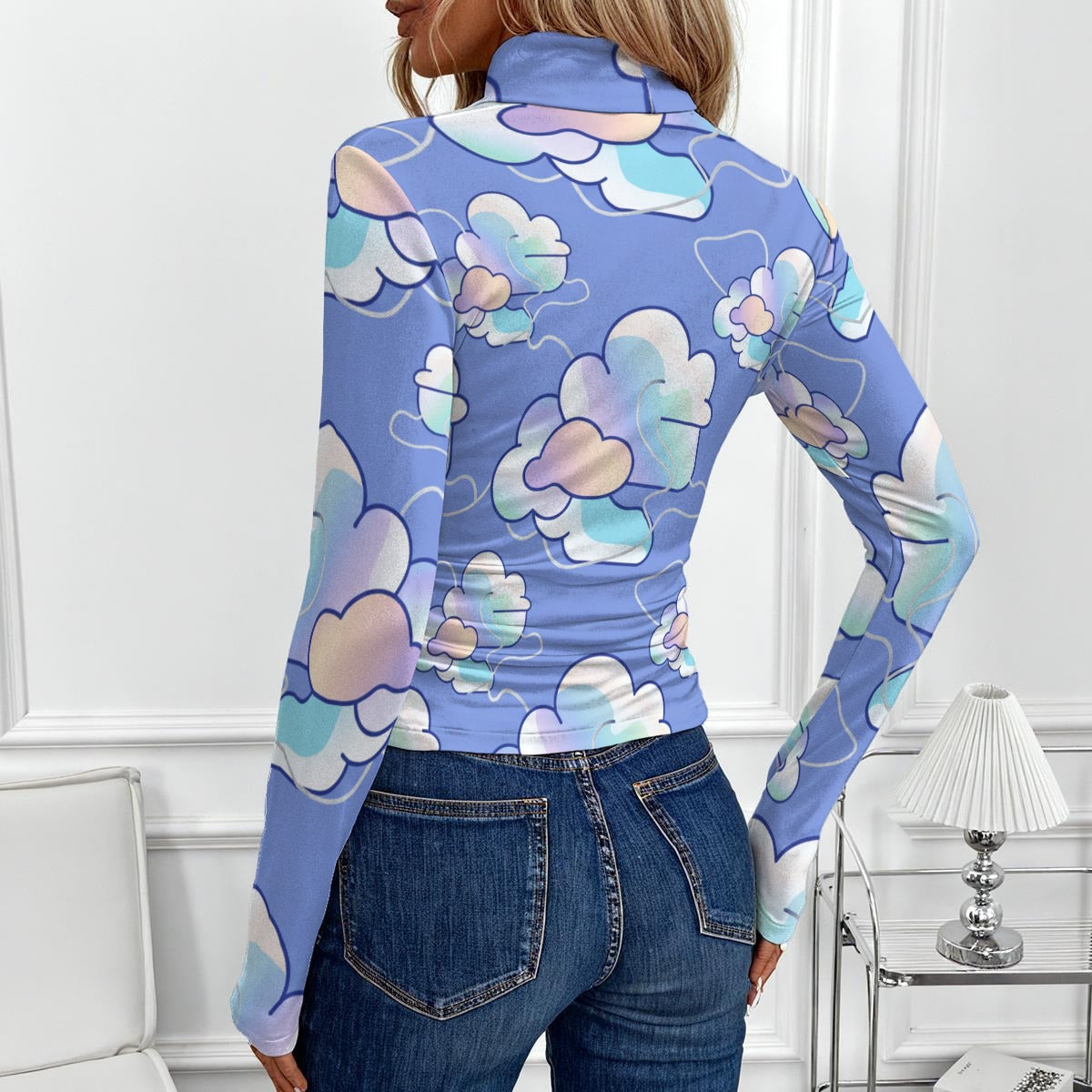 Women's Women's High-Neck Top With Long Sleeve